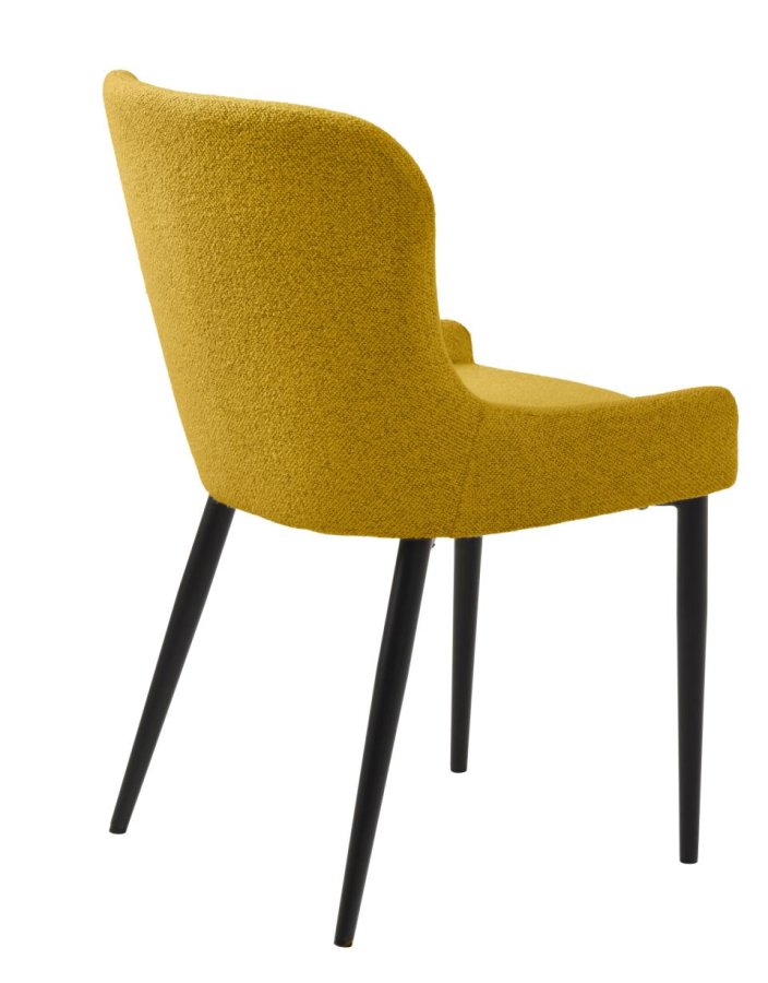 Ontario spisebordsstol - sennep bouclé og sort metal