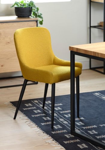 Ontario spisebordsstol - sennep bouclé og sort metal