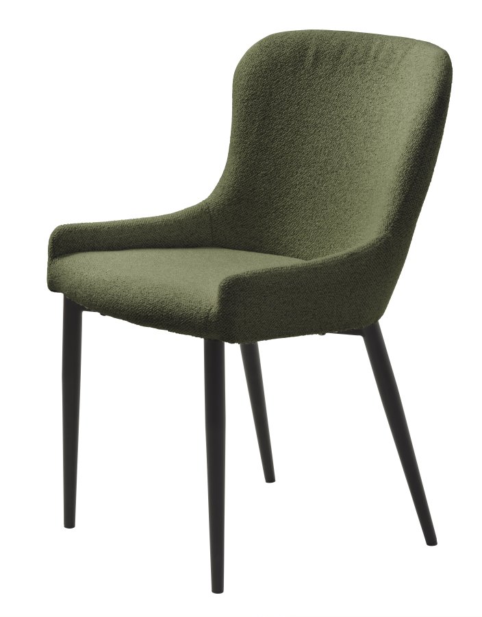 Ontario spisebordsstol - skovgrn bouclé og sort metal