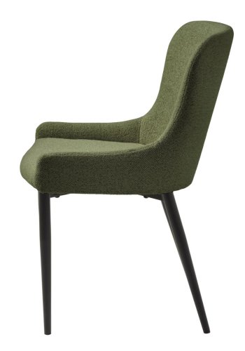 Ontario spisebordsstol - skovgrn bouclé og sort metal