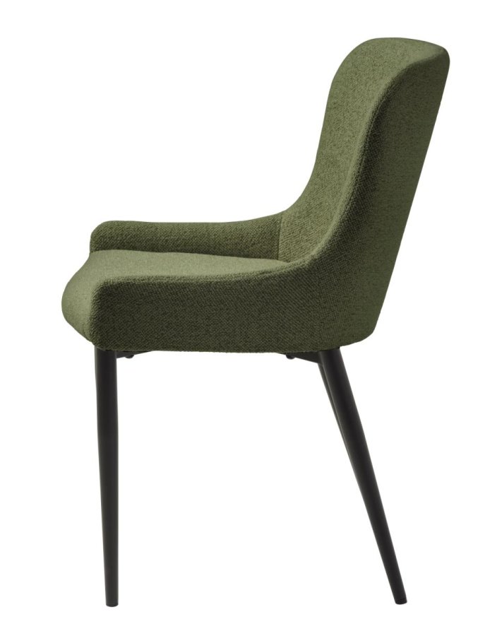 Ontario spisebordsstol - skovgrn bouclé og sort metal