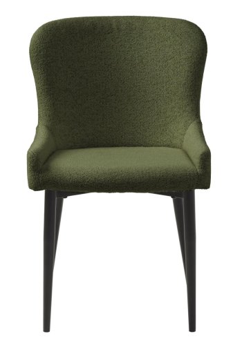 Ontario spisebordsstol - skovgrn bouclé og sort metal