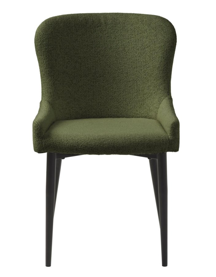 Ontario spisebordsstol - skovgrn bouclé og sort metal
