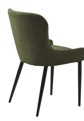 Ontario spisebordsstol - skovgrn bouclé og sort metal