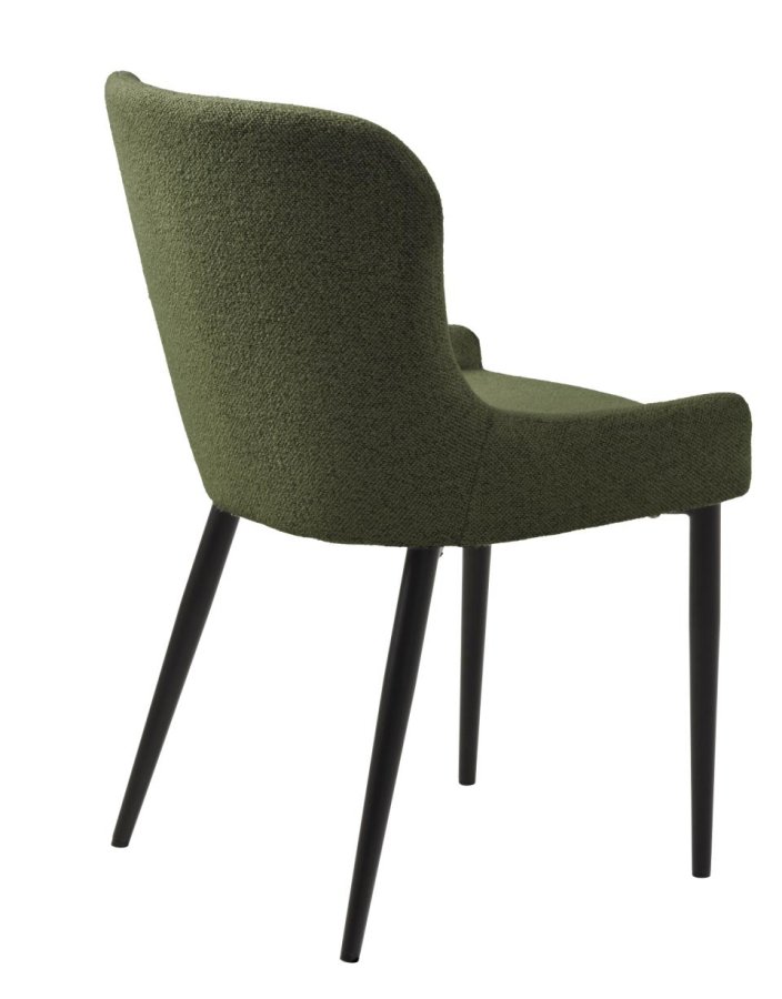Ontario spisebordsstol - skovgrn bouclé og sort metal