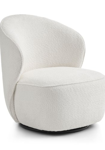 Theo loungestol, m. drejefod - elfenben polyester stof og metal