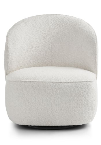 Theo loungestol, m. drejefod - elfenben polyester stof og metal