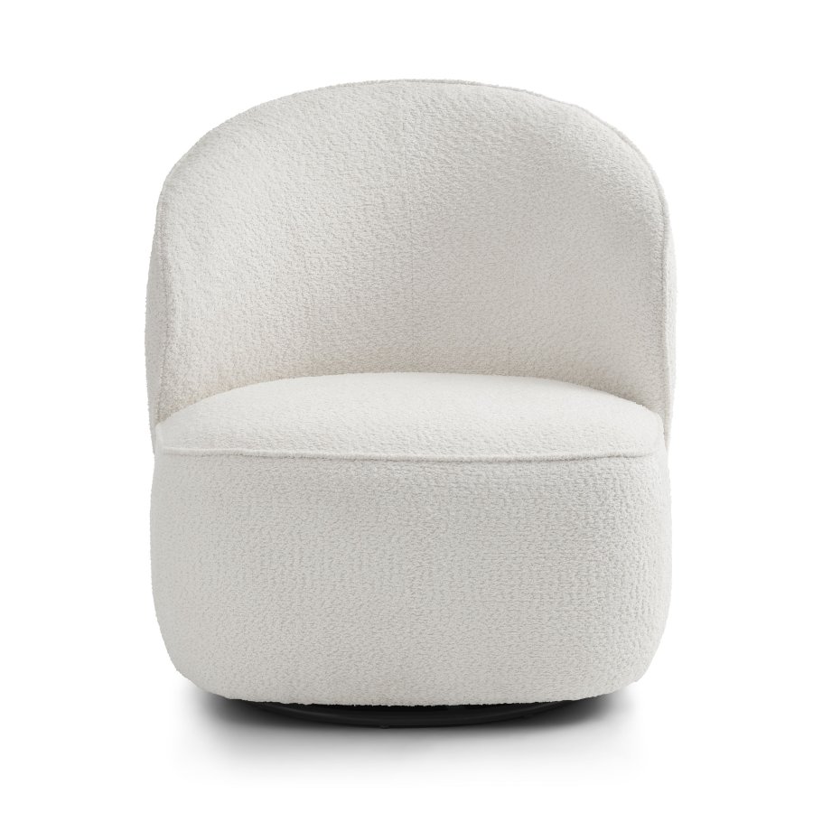 Theo loungestol, m. drejefod - elfenben polyester stof og metal