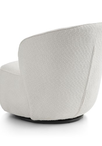 Theo loungestol, m. drejefod - elfenben polyester stof og metal