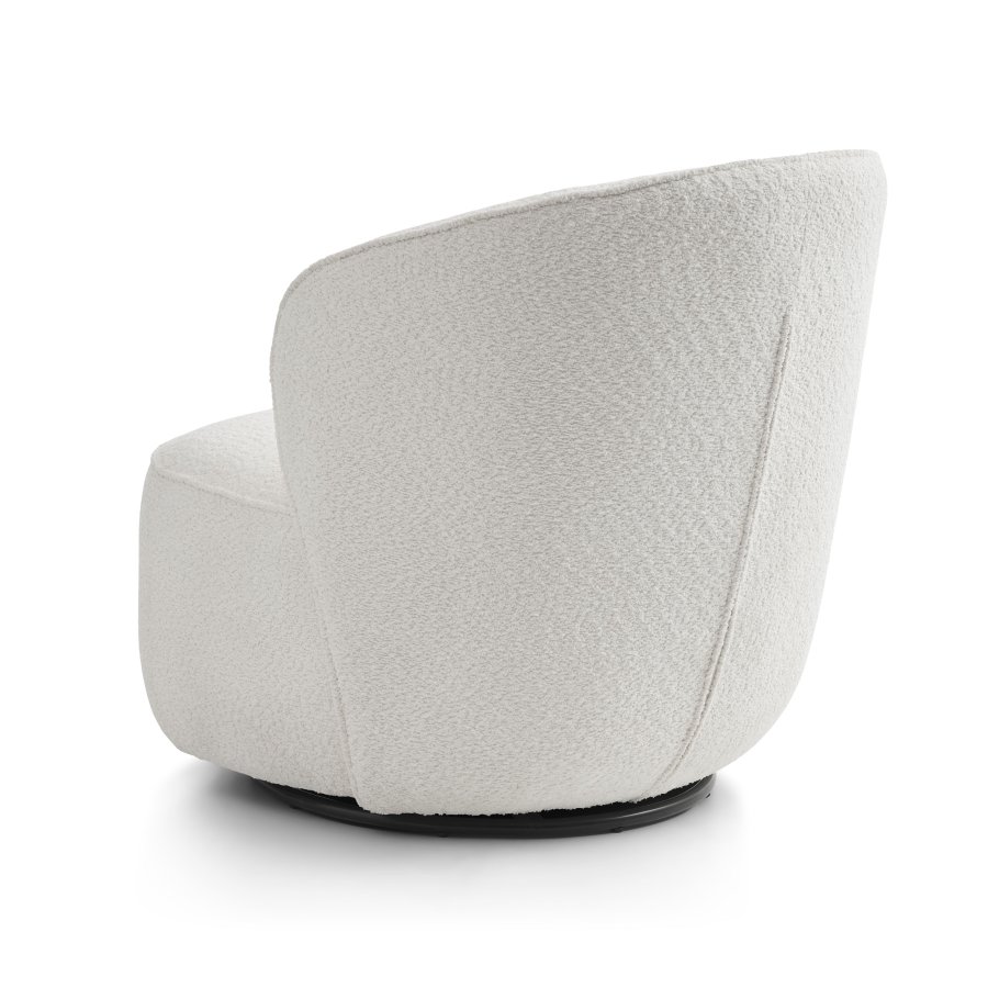 Theo loungestol, m. drejefod - elfenben polyester stof og metal