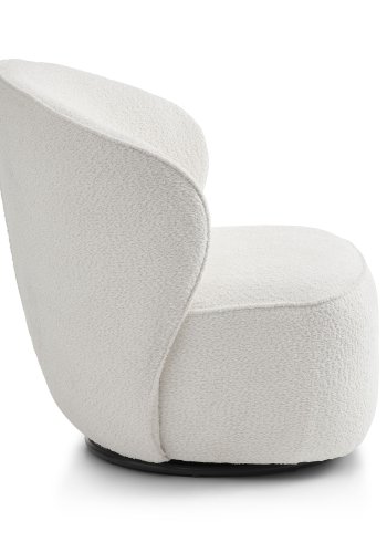 Theo loungestol, m. drejefod - elfenben polyester stof og metal