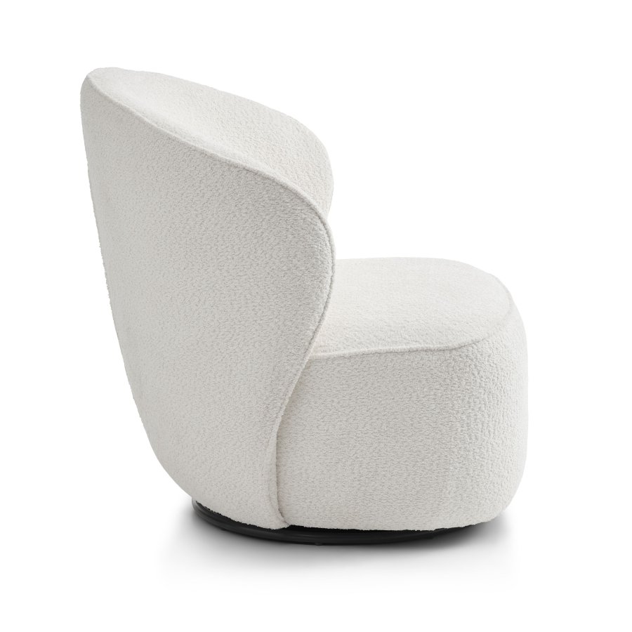 Theo loungestol, m. drejefod - elfenben polyester stof og metal