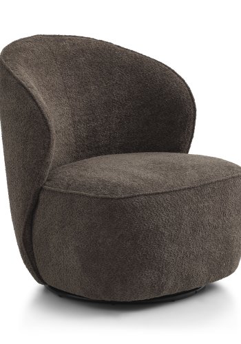 Theo loungestol, m. drejefod - mocca polyester stof og metal