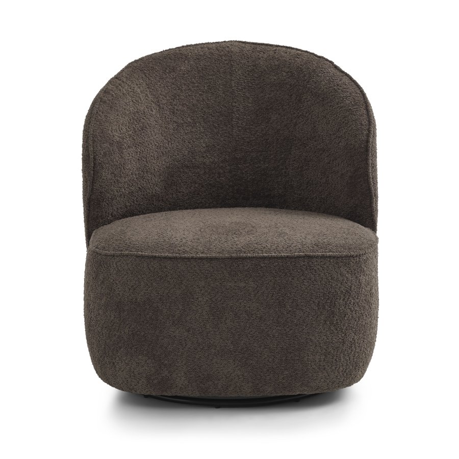 Theo loungestol, m. drejefod - mocca polyester stof og metal