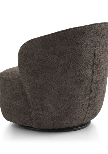 Theo loungestol, m. drejefod - mocca polyester stof og metal