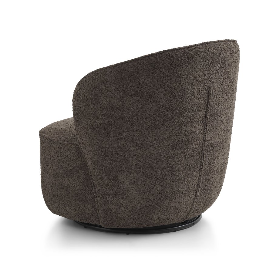 Theo loungestol, m. drejefod - mocca polyester stof og metal