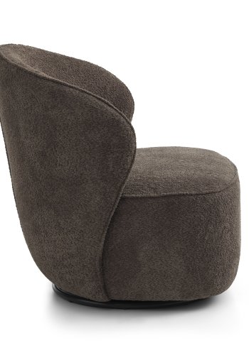 Theo loungestol, m. drejefod - mocca polyester stof og metal