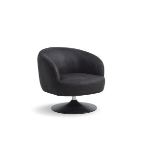 Conrad loungestol, m. armln og trompetfod - onyx sort micro lder bull og sort metal