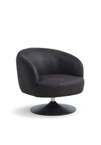 Conrad loungestol, m. armln og trompetfod - onyx sort micro lder bull og sort metal