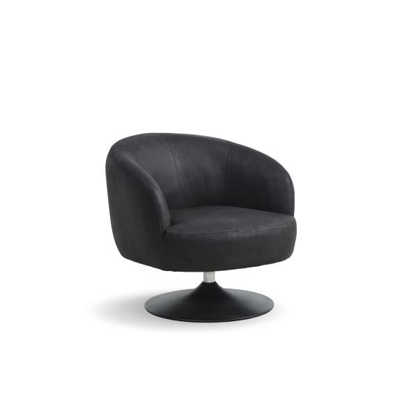 Conrad loungestol, m. armln og trompetfod - onyx sort micro lder bull og sort metal