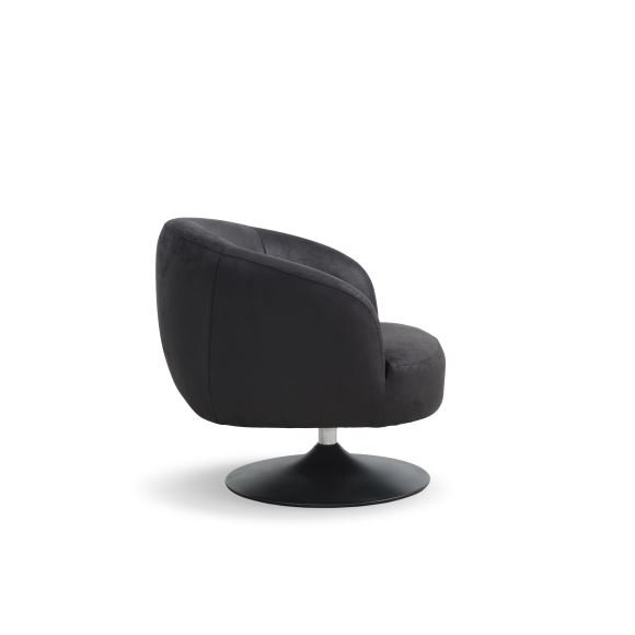 Conrad loungestol, m. armln og trompetfod - onyx sort micro lder bull og sort metal