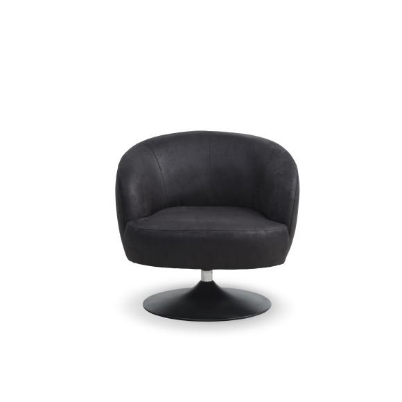 Conrad loungestol, m. armln og trompetfod - onyx sort micro lder bull og sort metal