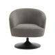 Conrad loungestol, m. armln og trompetfod - mushroom polyester stof og sort metal