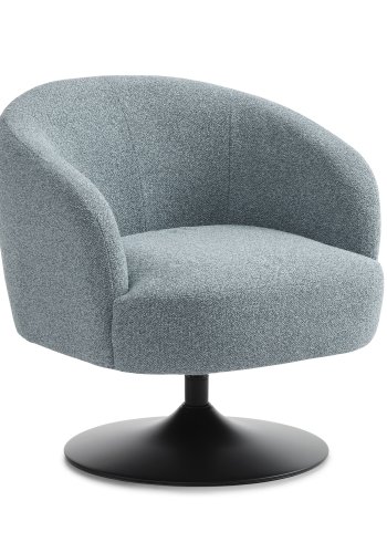 Conrad loungestol, m. armln og trompetfod - ggebl polyester stof og sort metal