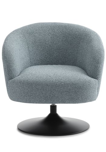 Conrad loungestol, m. armln og trompetfod - ggebl polyester stof og sort metal