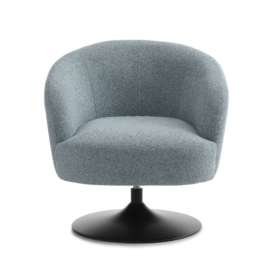 Conrad loungestol, m. armln og trompetfod - ggebl polyester stof og sort metal