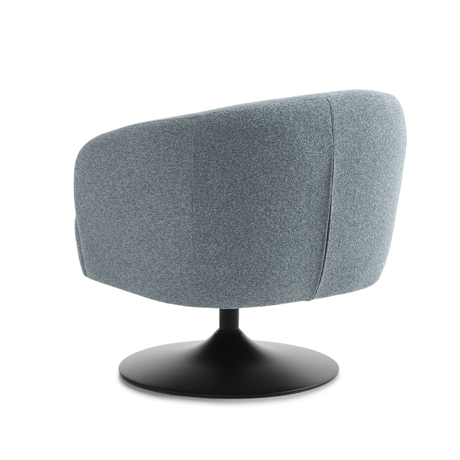 Conrad loungestol, m. armln og trompetfod - ggebl polyester stof og sort metal