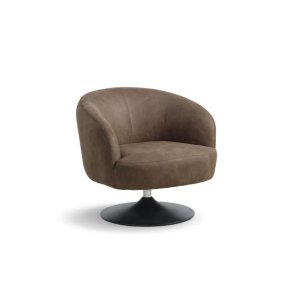 Conrad loungestol, m. armln og trompetfod - mandel micro lder bull og sort metal