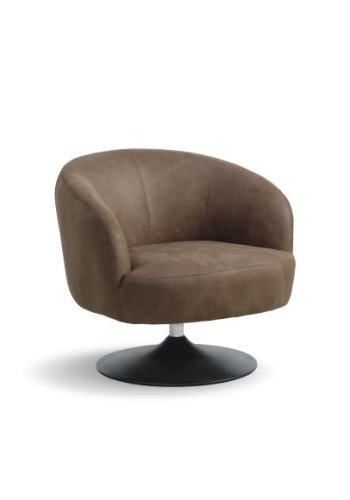 Conrad loungestol, m. armln og trompetfod - mandel micro lder bull og sort metal