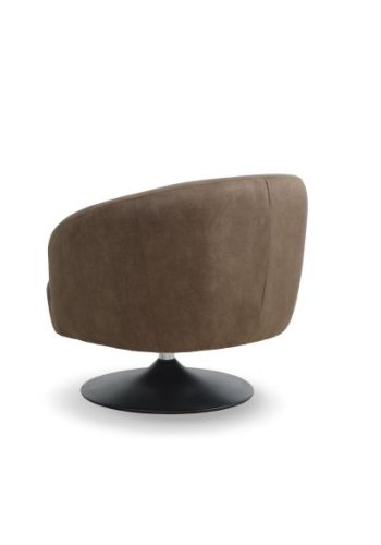 Conrad loungestol, m. armln og trompetfod - mandel micro lder bull og sort metal