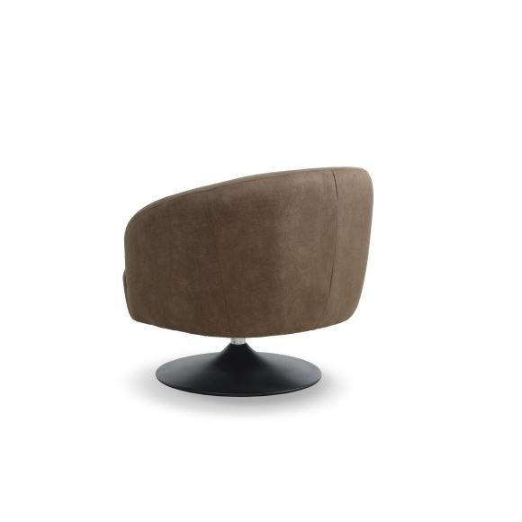 Conrad loungestol, m. armln og trompetfod - mandel micro lder bull og sort metal