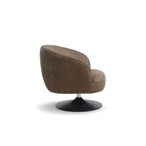 Conrad loungestol, m. armln og trompetfod - mandel micro lder bull og sort metal