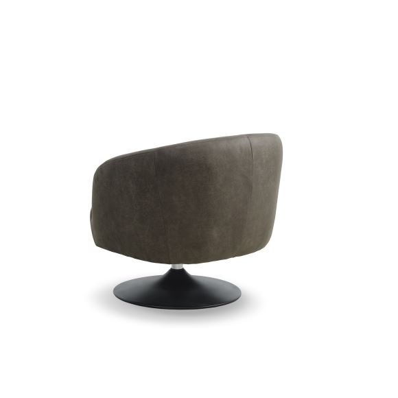 Conrad loungestol, m. armln og trompetfod - skovgrn micro lder bull og sort metal