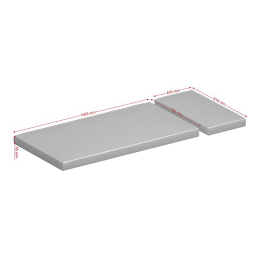 STEENS Madras til Alba udtrksseng - hvid velour og skum (139,3x75,5 cm og 40x81,6 cm)