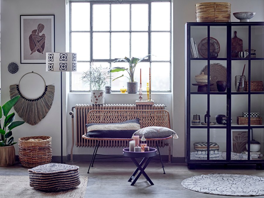 BLOOMINGVILLE Acton Tppe, Sort, Bomuld D: 120cm