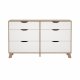 TVILUM Ikast Dobbeltkommode 6 skuffer, Jackson Hickory / Hvid, 155,7 x 39,8 x 92,2 cm
