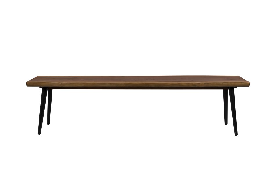 DUTCHBONE Alagon spisebordsbnk, rektangulr - brun valnddefinér og sort stl (180X40)