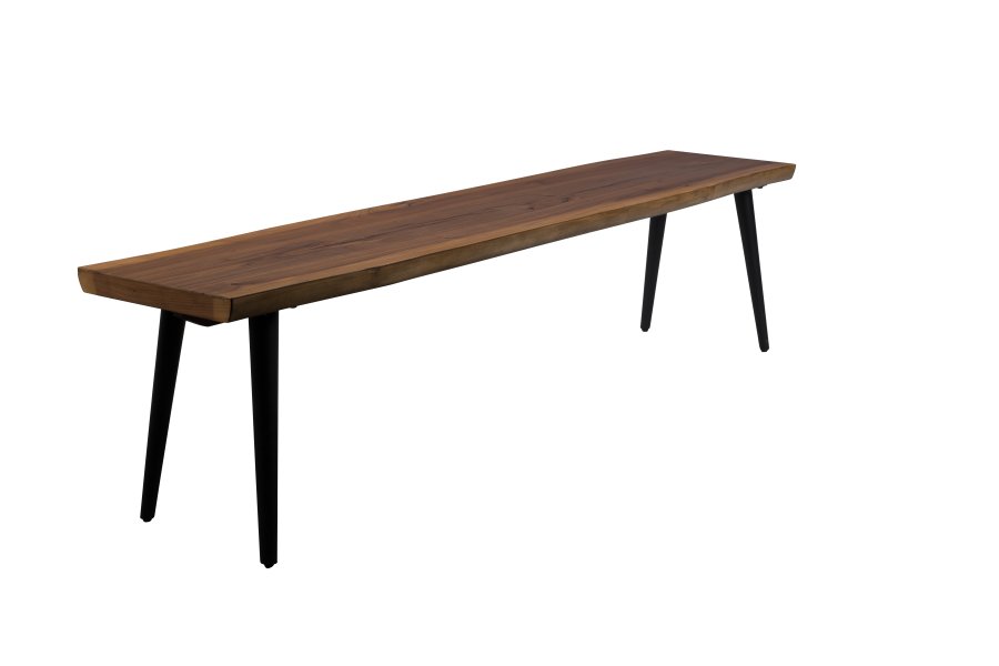 DUTCHBONE Alagon spisebordsbnk, rektangulr - brun valnddefinér og sort stl (180X40)