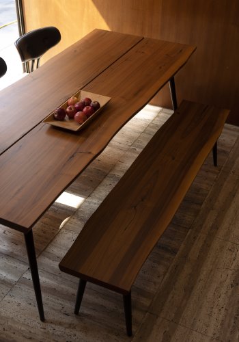 DUTCHBONE Alagon spisebordsbnk, rektangulr - brun valnddefinér og sort stl (180X40)