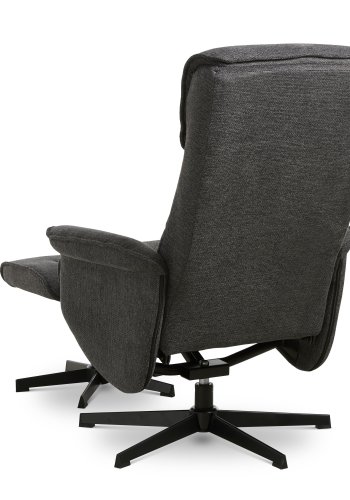 Christian lnestol, m. armln, inkl. fodskammel - antracitgr polyester og sort metal