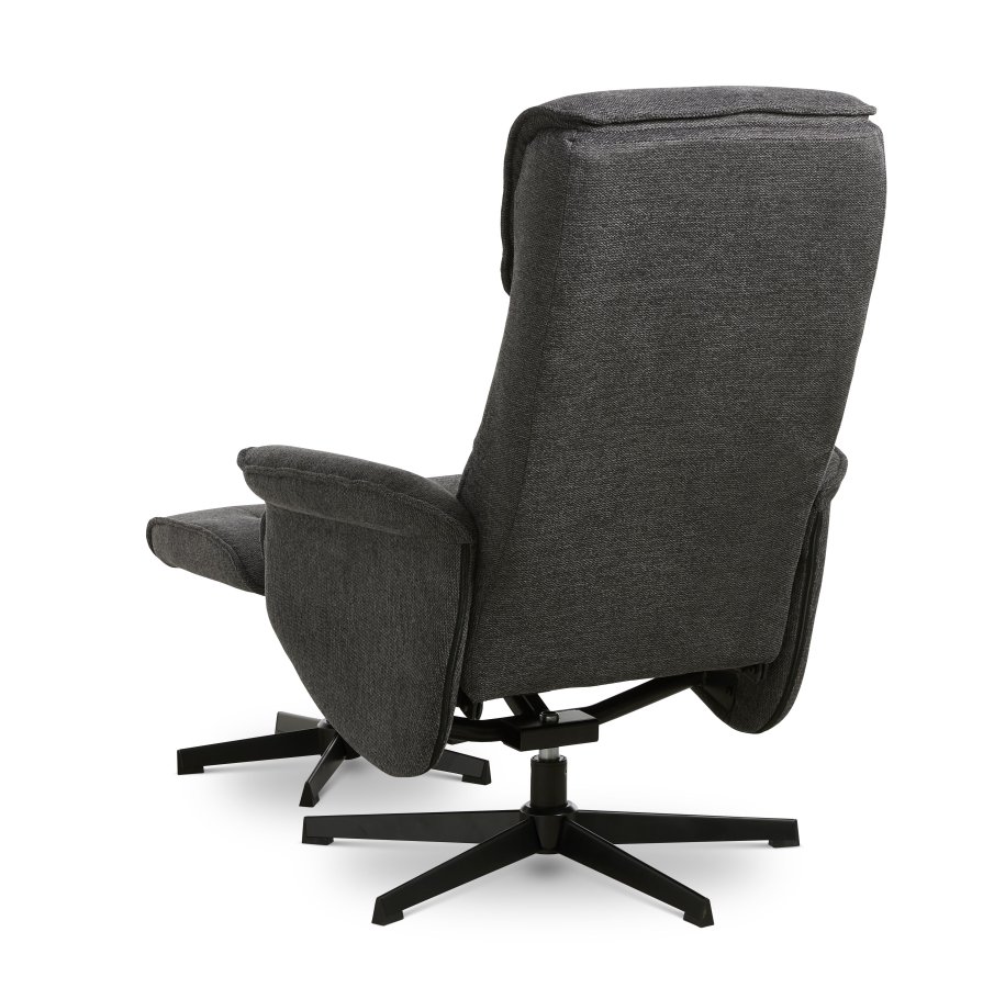 Christian lnestol, m. armln, inkl. fodskammel - antracitgr polyester og sort metal
