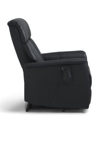 Linus recliner stol, m. 2 motorer, vippefunktion, fodskammel og armln - sort lder/PVC