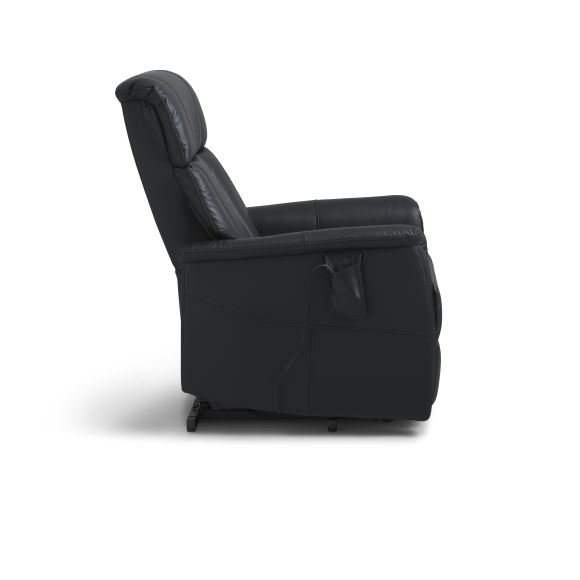 Linus recliner stol, m. 2 motorer, vippefunktion, fodskammel og armln - sort lder/PVC