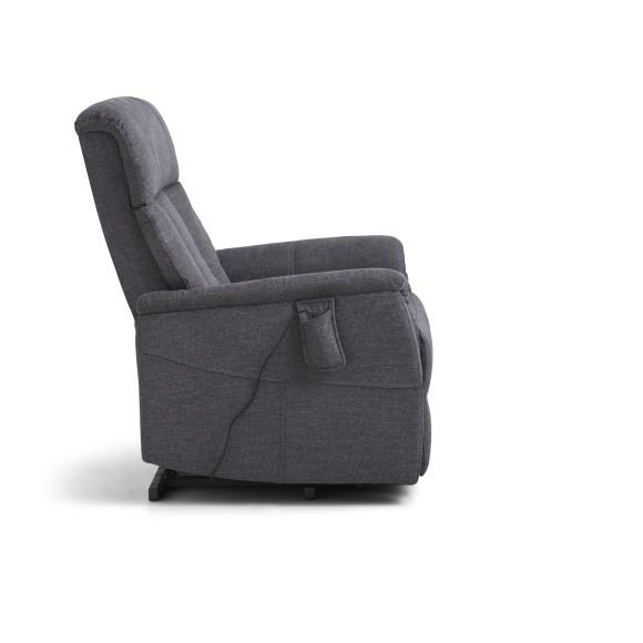 Linus recliner stol, m. 2 motorer, vippefunktion, fodskammel og armln - antracitgr stof