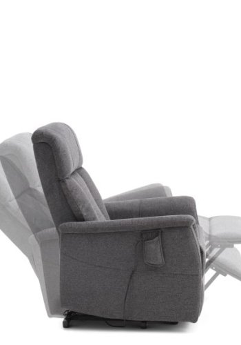 Linus recliner stol, m. 2 motorer, vippefunktion, fodskammel og armln - antracitgr stof