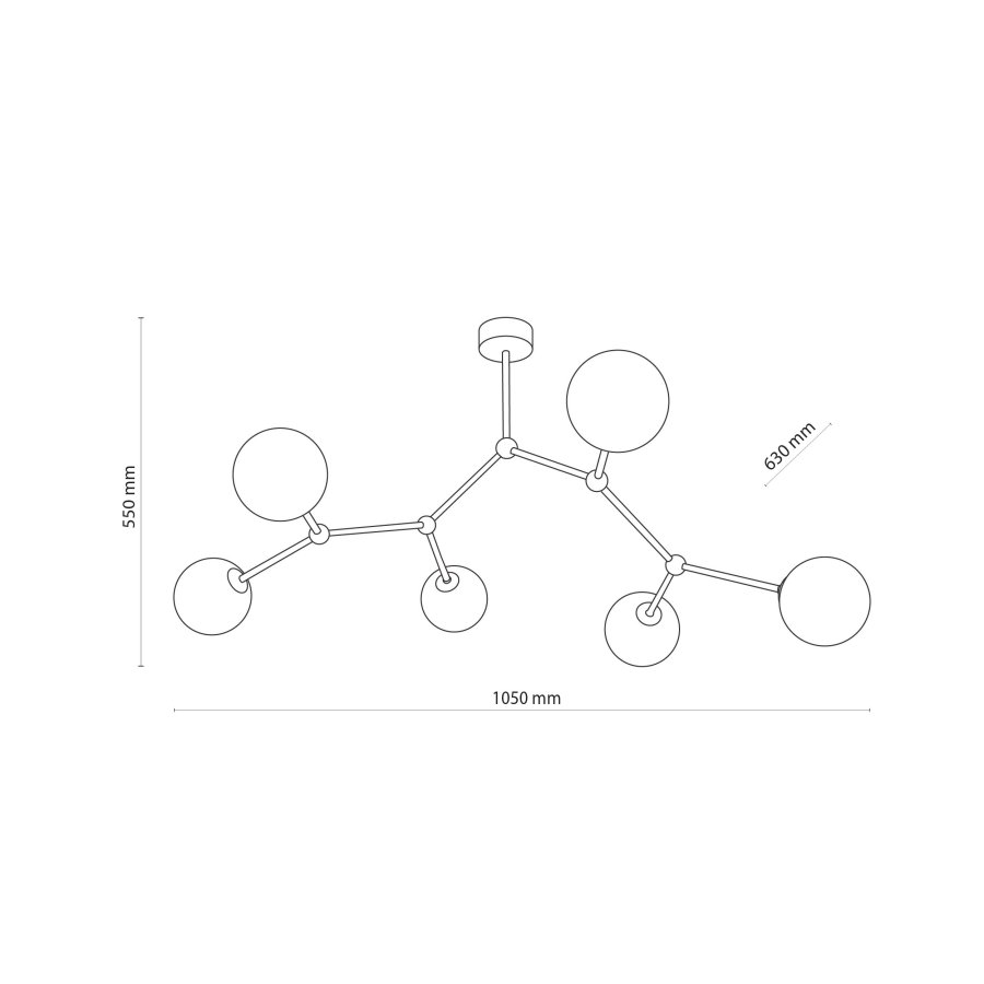 TK Fairy loftlampe, m. 6 skrme - hvid glas og guld metal